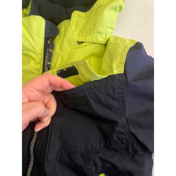 Weatherproof kids toddler jacket sz 2T neon green and blues removable hood - Picture 8 of 15